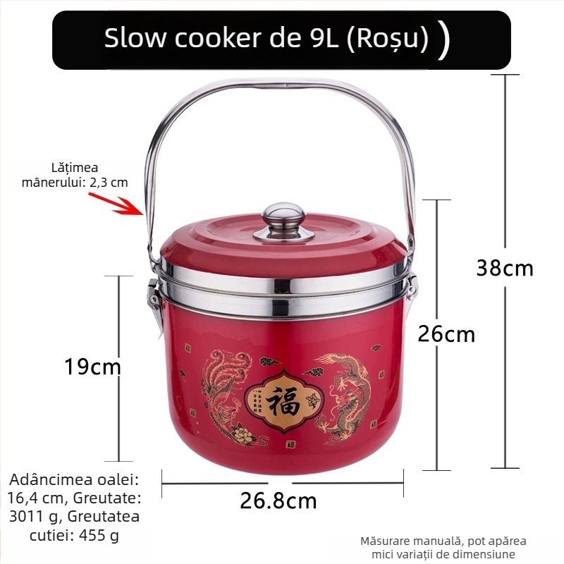 Oală din oțel inoxidabil, economisire de energie, gătire fără flacără pentru supe, tocănițe, abur, înăbuire și menținerea caldului; utilizare dublă gaz/electric.