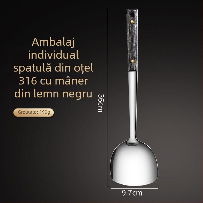 Set de ustensile de bucătărie din oțel inoxidabil 316L: spatulă, lingură de gătit, lingură de servire și lingură de supă