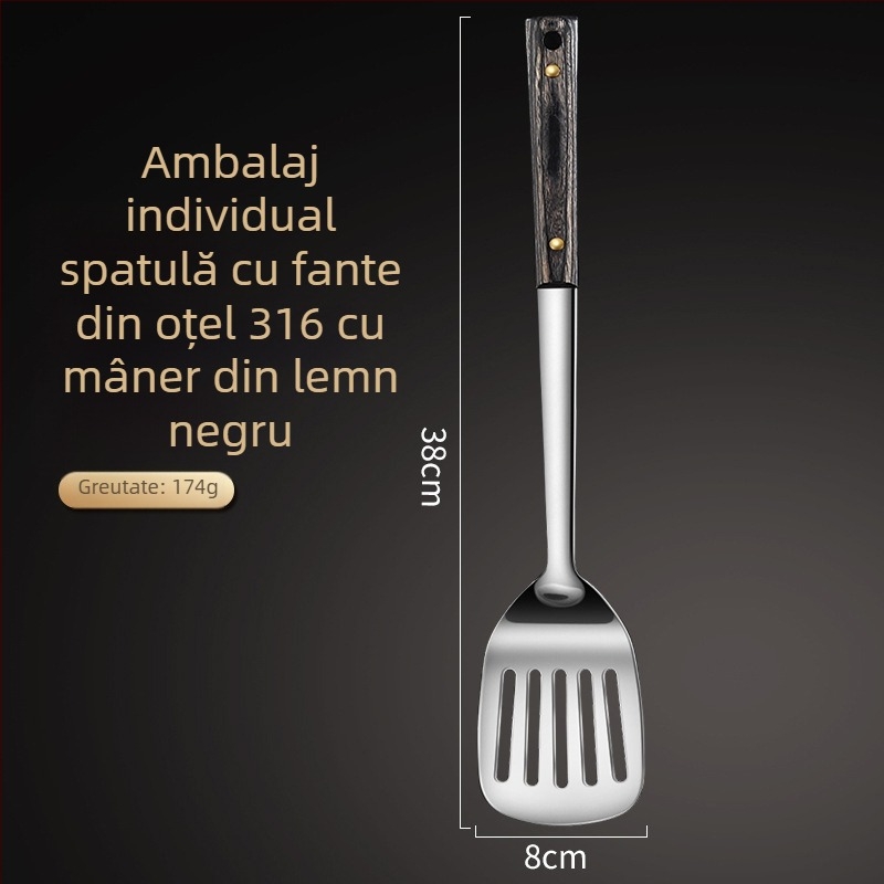 Set de ustensile de bucătărie din oțel inoxidabil 316L: spatulă, lingură de gătit, lingură de servire și lingură de supă