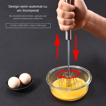 Tel de ouă din oțel inoxidabil, semi-automat, cu apăsare manuală și mecanism rotativ – instrument DIY pentru cofetărie