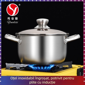 Set de 3 vase din oțel inoxidabil, cu pereți groși: oală de lapte, oală de supă și oală pentru paste