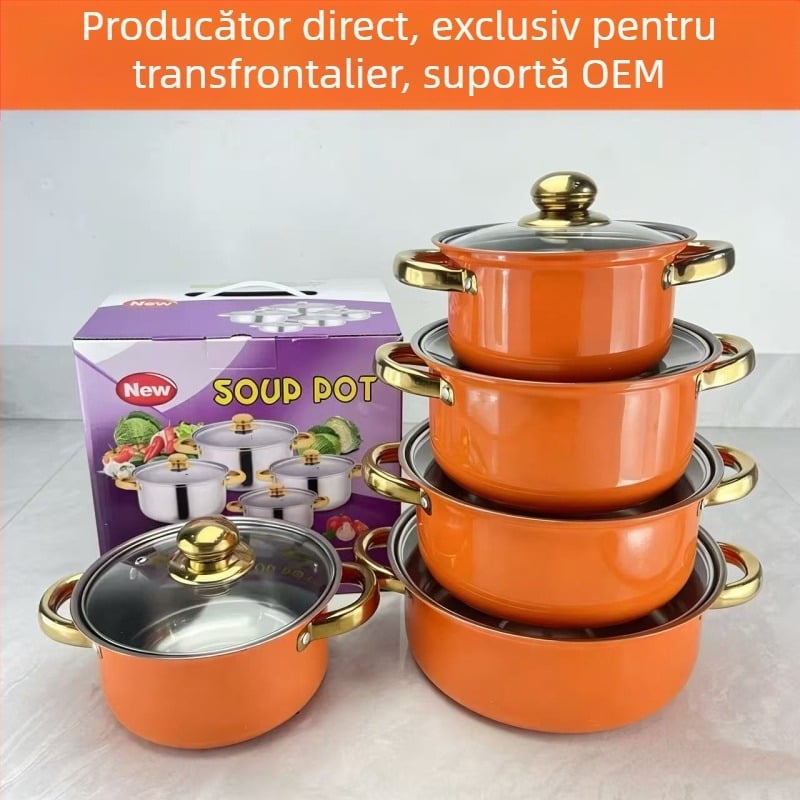 Set de 10 oale din oțel inoxidabil, pentru supă, cu capace de sticlă