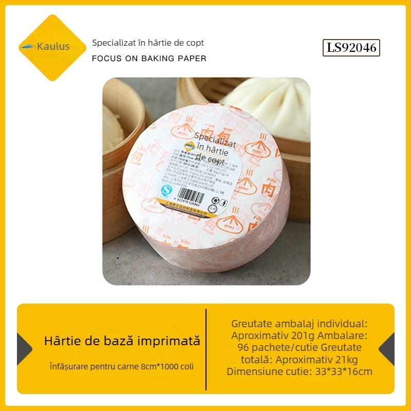 Hârtie de aburi imprimabilă pentru bao cu carne și umplutură de fasole, compatibilă imprimare, 1000 de coli