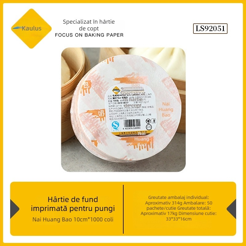 Hârtie de aburi imprimabilă pentru bao cu carne și umplutură de fasole, compatibilă imprimare, 1000 de coli