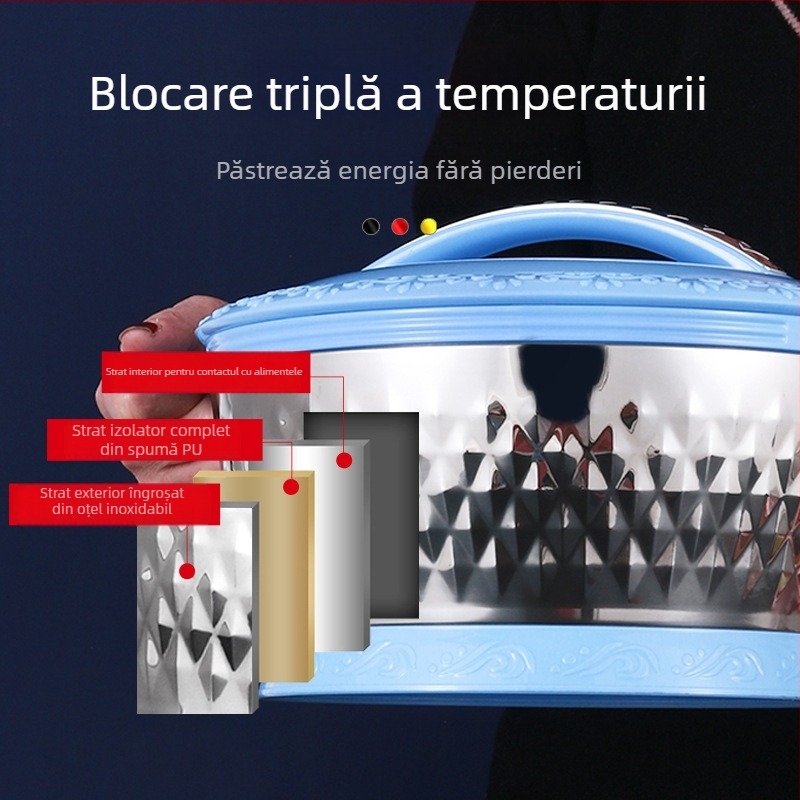 Set de vase din oțel inoxidabil izolat, 3 piese, capace etanșe, 201 oțel inoxidabil