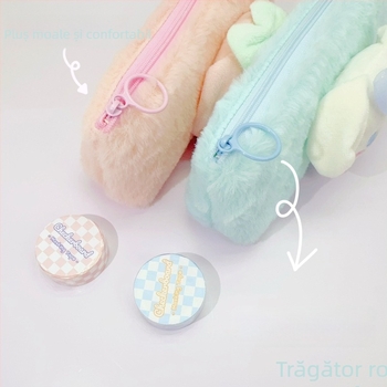 Penar plușat drăguț cu Sanrio Cinnamoroll – stil japonez, design minimalist cu o fată din desene animate