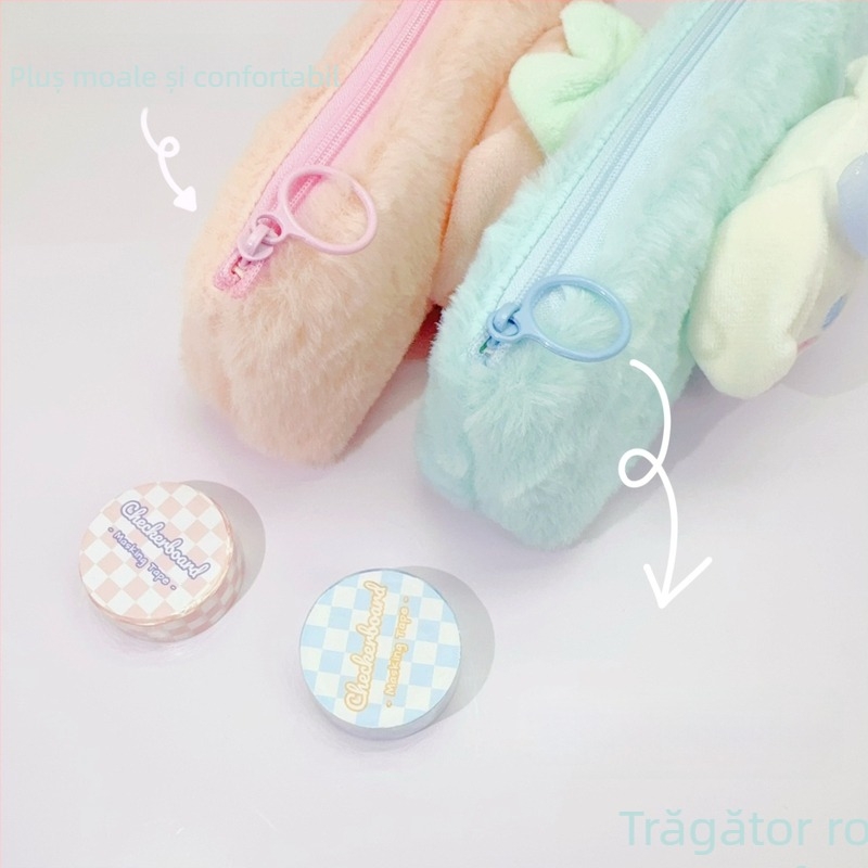 Penar plușat drăguț cu Sanrio Cinnamoroll – stil japonez, design minimalist cu o fată din desene animate