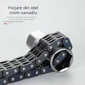 Cheie reglabilă pentru filtru de ulei, cu lanț dublu, tip manșon, 44-52 mm, pentru întreținere auto
