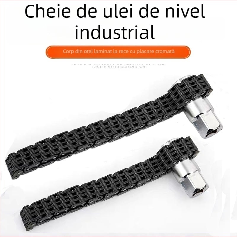 Cheie reglabilă pentru filtru de ulei, cu lanț dublu, tip manșon, 44-52 mm, pentru întreținere auto