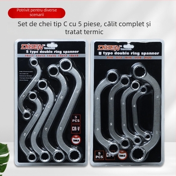 Cheie Torx cu cap fix, mâner în formă S, set de 5 piese, design 12-unghiuri, unelte auto cu ratchet