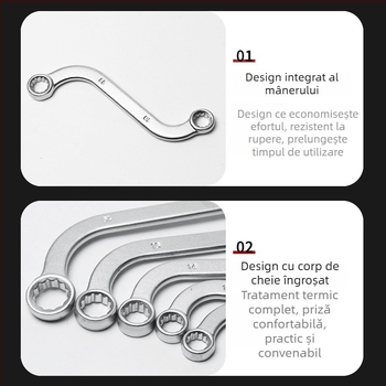 Cheie Torx cu cap fix, mâner în formă S, set de 5 piese, design 12-unghiuri, unelte auto cu ratchet