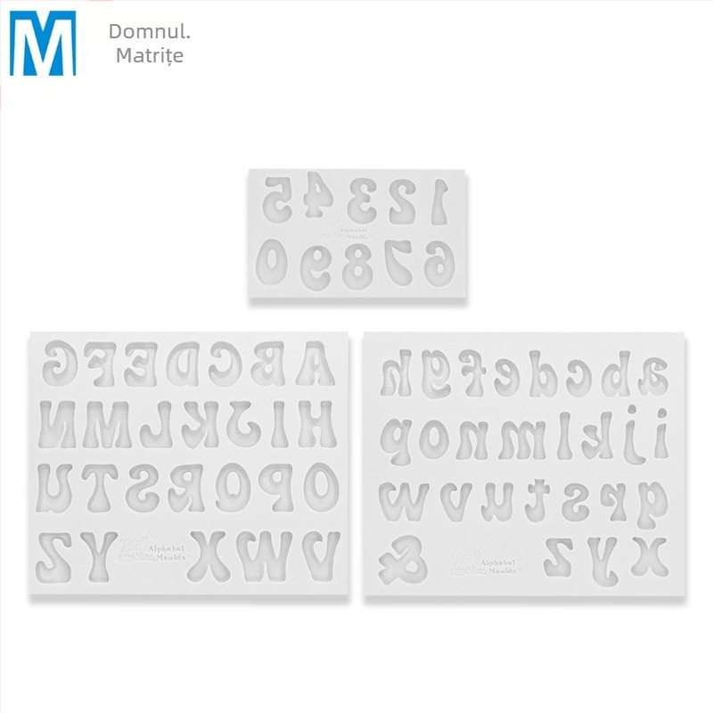 Molduri din silicon pentru litere mari și mici și cifre, pentru decorarea torturilor, fondant și ciocolată