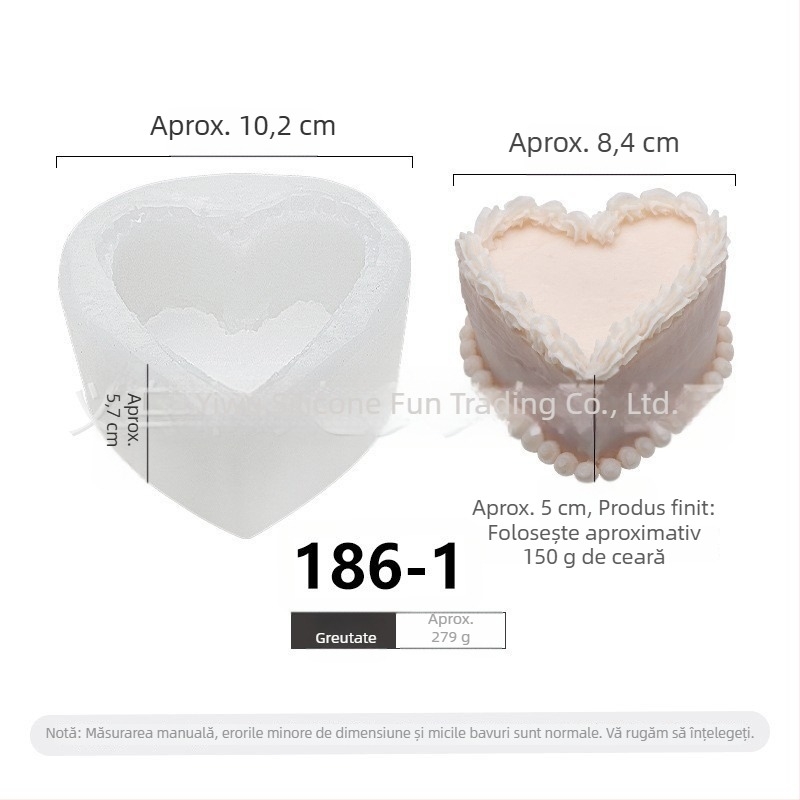 Formă din silicon pentru tort, inimă, decor fondant, ciocolată și lumânări