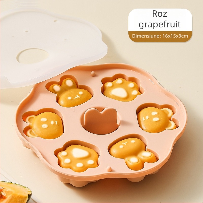 Formă pentru bebeluși – gătit la aburi, silicon alimentar, formă cu labă de pisică, prăjitură de orez cu cârnat, ustensilă de copt