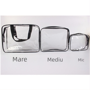 Geantă de cosmetică din PVC, set de 3 piese, organizator transparent pentru călătorii, machiaj și produse de îngrijire