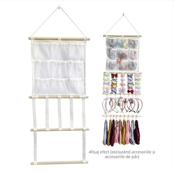 Organizator de accesorii pentru păr pentru camera copiilor — geantă de depozitare atârnată pentru agrafe, bentite și elastice de păr