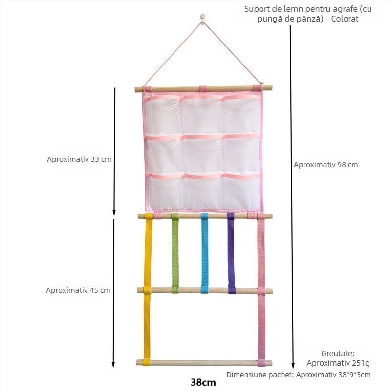 Organizator de accesorii pentru păr pentru camera copiilor — geantă de depozitare atârnată pentru agrafe, bentite și elastice de păr