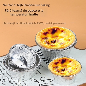 Formă rotundă antiaderentă pentru coacere, din folie de aluminiu, pentru tarte cu ouă, cu cupe din folie
