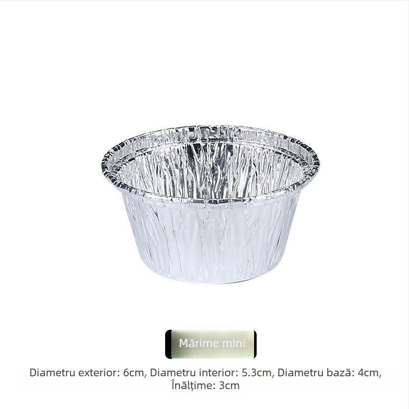 Formă rotundă antiaderentă pentru coacere, din folie de aluminiu, pentru tarte cu ouă, cu cupe din folie