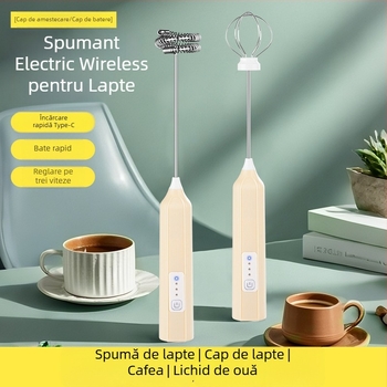 JLL7601-3 Bătător electric fără fir pentru ouă și spumator de lapte, aparat compact pentru cafea acasă