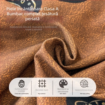Set de lenjerie de pat din bumbac 100% de înaltă calitate, patru piese, imprimeu leopard în stil mid-century, bumbac 60S cu finisaj catifelat