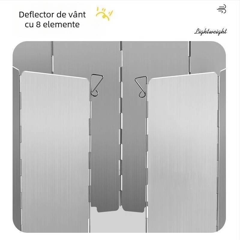 Scut antivent pentru aragaz de camping – panou pliabil din aluminiu