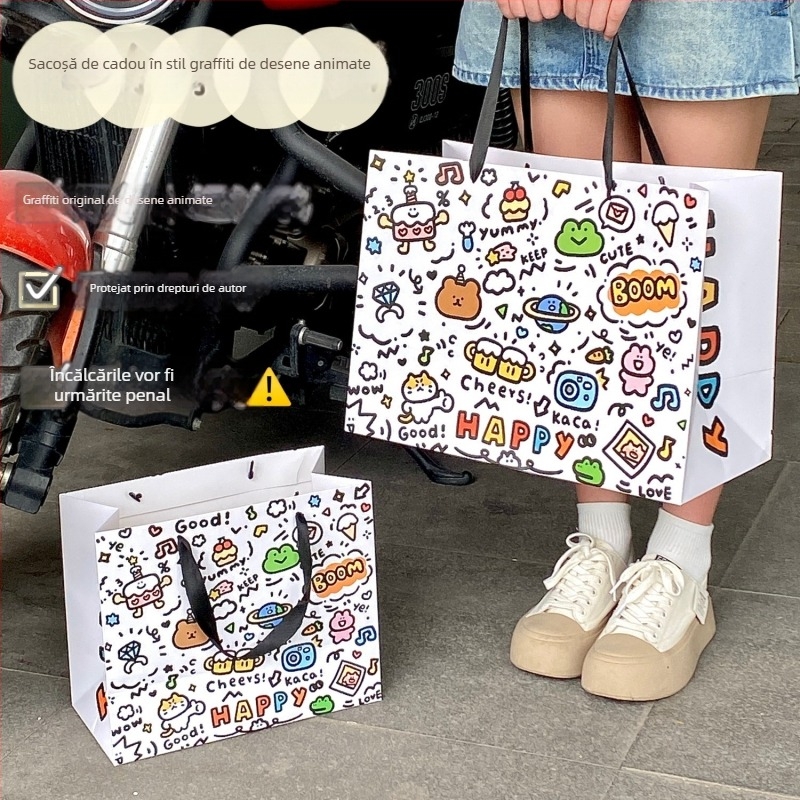 Cutie cadou cu graffiti în stil Instagram, închidere magnetică, ambalaj drăguț, cutie goală