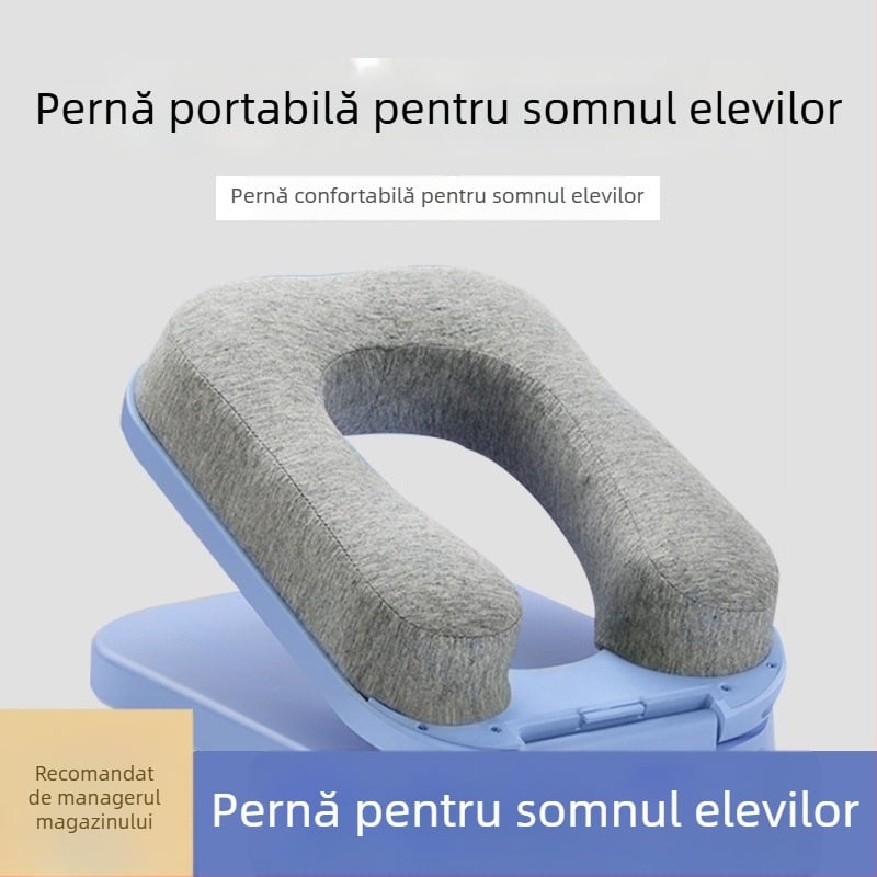 Pernă de odihnă în poziție pe burtă, portabilă și pliabilă, pentru elevi din învățământul primar, clasă și birou, design modern și simplu