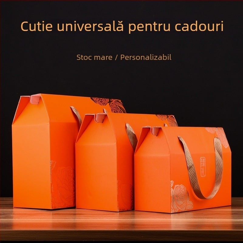 Set cadou din șase piese pentru produse gourmet: prăjituri, fructe și nuci, cu folie de aur