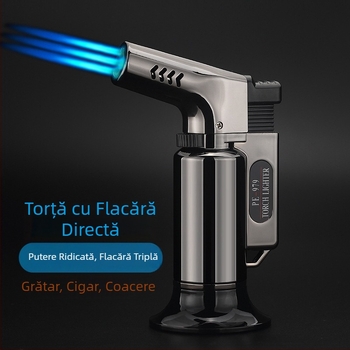 Torţă cu gaz butan, cu flacărare tripla, rezistentă la vânt, pentru bucătărie, casă și grădină; potrivită pentru moxibustie, ardere de lumânări și sudură