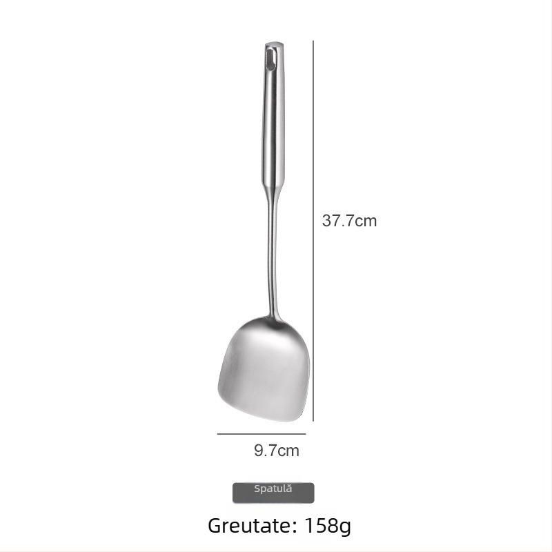 Set de ustensile de bucătărie din oțel inoxidabil 304: spatulă, lingură cu găuri, spatulă pentru prăjit și strecurătoare