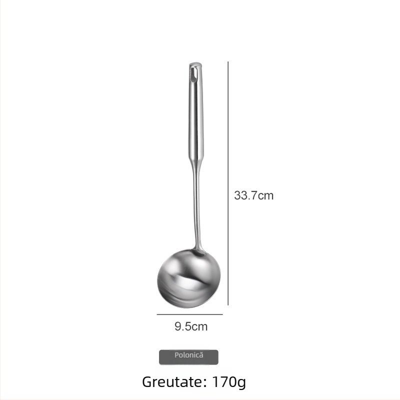 Set de ustensile de bucătărie din oțel inoxidabil 304: spatulă, lingură cu găuri, spatulă pentru prăjit și strecurătoare