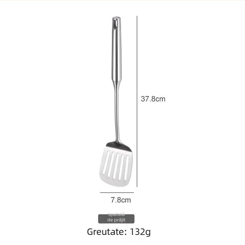 Set de ustensile de bucătărie din oțel inoxidabil 304: spatulă, lingură cu găuri, spatulă pentru prăjit și strecurătoare
