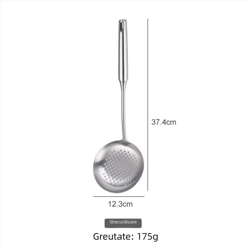 Set de ustensile de bucătărie din oțel inoxidabil 304: spatulă, lingură cu găuri, spatulă pentru prăjit și strecurătoare