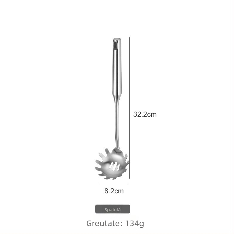 Set de ustensile de bucătărie din oțel inoxidabil 304: spatulă, lingură cu găuri, spatulă pentru prăjit și strecurătoare