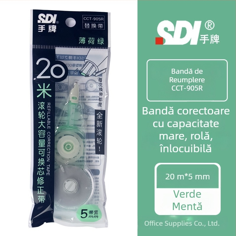 Bandă corectoare Hand CCT-905, 20 m, capacitate mare, miez înlocuibil