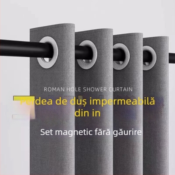 Set perdele de duș, montaj fără găuri, separator pentru baie, material impermeabil, antimucegai, perdea îngroșată