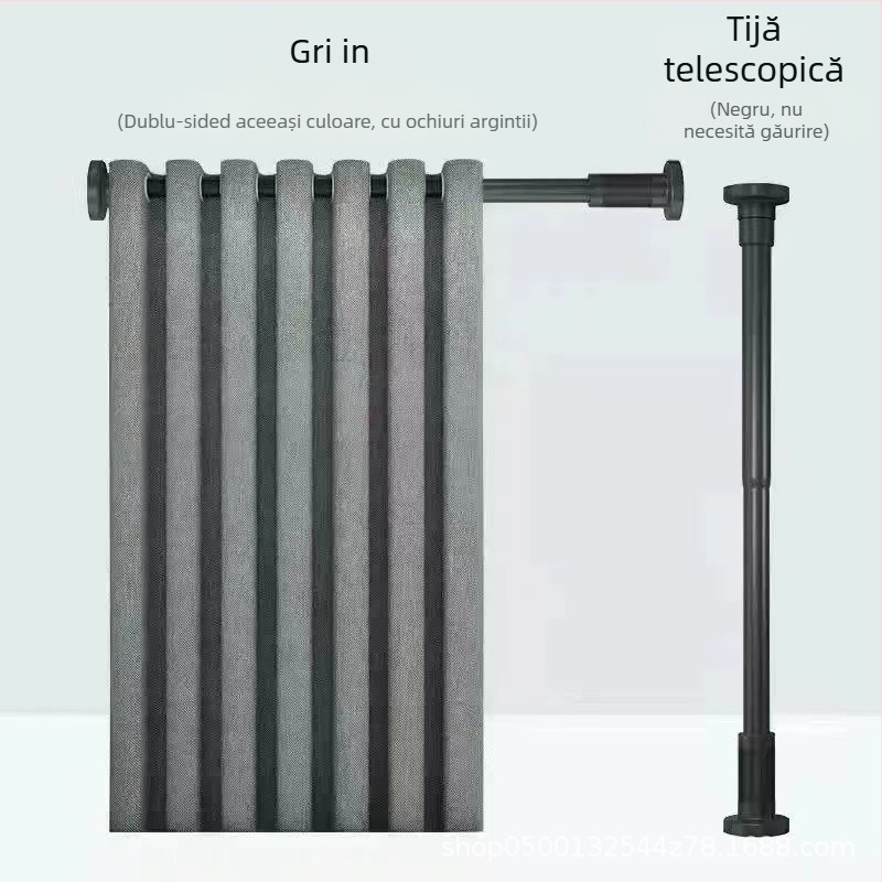 Set perdele de duș, montaj fără găuri, separator pentru baie, material impermeabil, antimucegai, perdea îngroșată