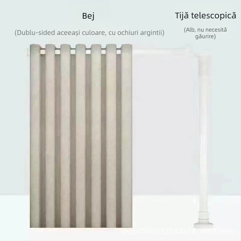 Set perdele de duș, montaj fără găuri, separator pentru baie, material impermeabil, antimucegai, perdea îngroșată