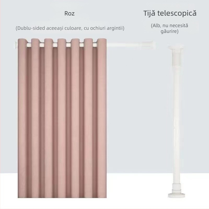 Set perdele de duș, montaj fără găuri, separator pentru baie, material impermeabil, antimucegai, perdea îngroșată