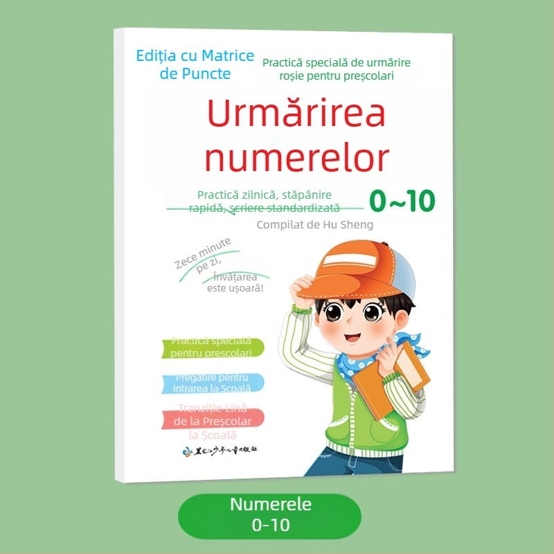 Carte de exerciții pentru ordinea trasării a caracterelor chineze, antrenament cu controlul penelor prin matrice de puncte, Pinyin și cifre; caligrafie cu stilou dur pentru începători, cu radicali