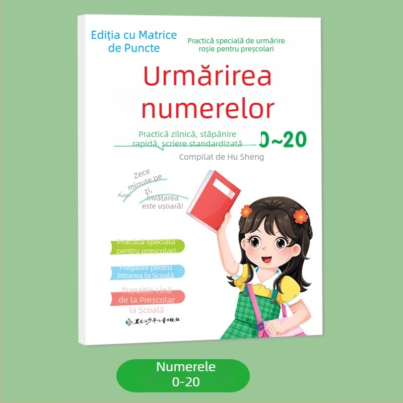Carte de exerciții pentru ordinea trasării a caracterelor chineze, antrenament cu controlul penelor prin matrice de puncte, Pinyin și cifre; caligrafie cu stilou dur pentru începători, cu radicali