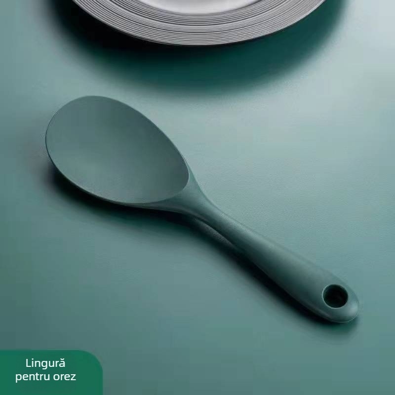 Set de ustensile de bucătărie din silicon alimentar: spatulă, lingură și lingură cu sită; antiaderent, rezistent la temperaturi înalte