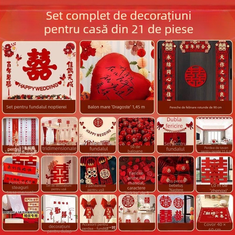 Set de decor pentru dormitor de nuntă, cu ghirlande, stil nou 2026