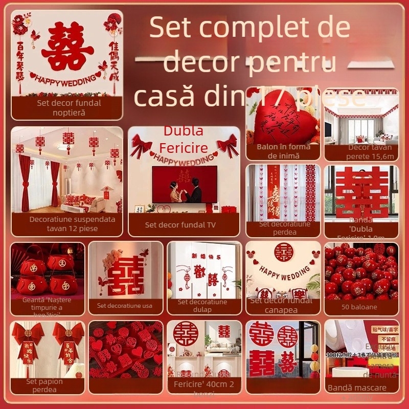 Set de decor pentru dormitor de nuntă, cu ghirlande, stil nou 2026