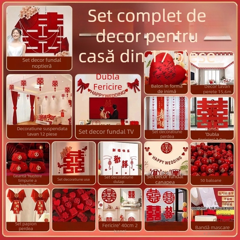 Set de decor pentru dormitor de nuntă, cu ghirlande, stil nou 2026