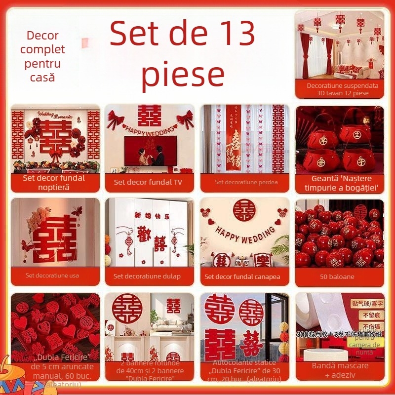 Set de decor pentru dormitor de nuntă, cu ghirlande, stil nou 2026