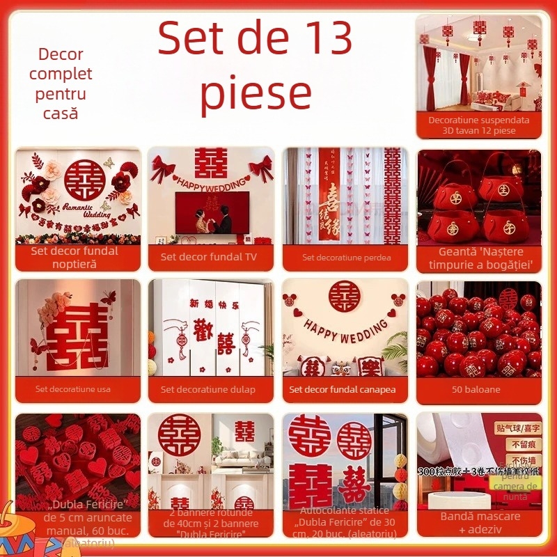Set de decor pentru dormitor de nuntă, cu ghirlande, stil nou 2026