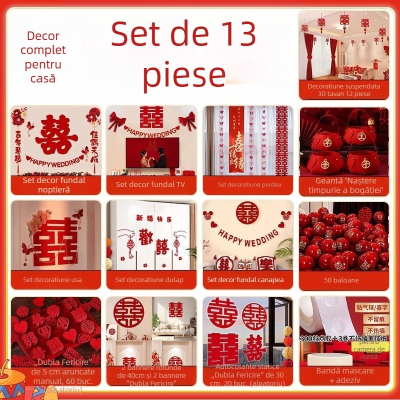 Set de decor pentru dormitor de nuntă, cu ghirlande, stil nou 2026