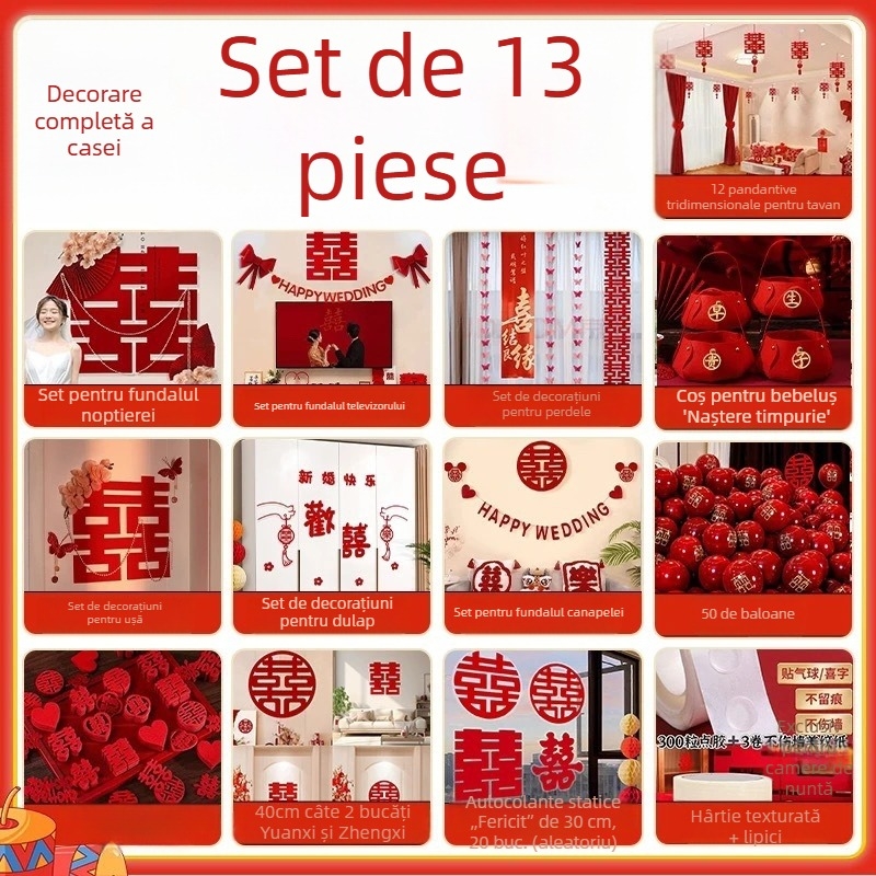 Set de decor pentru dormitor de nuntă, cu ghirlande, stil nou 2026